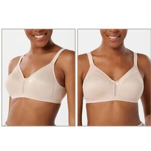 Bali Set 2 Double Support Soft Touch Wirefree Bras Taupe Size 40 D New A351140